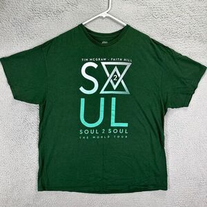 Soul 2 Soul T-Shirt Adult 2XL Green Tim McGraw Faith Hill Cotton Graphic Tee Men